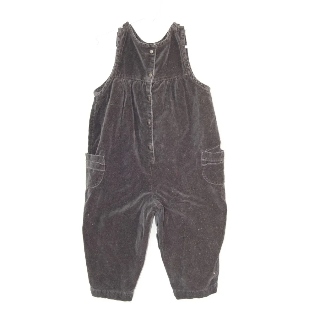 Vintage Gymboree Overalls Black Velvet Pink Embroidered‎ Roses 2T EUC